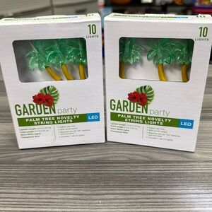 GARDEN PARTY 2 pk 10-Light palm tree Novelty LED String Light Battery Operated